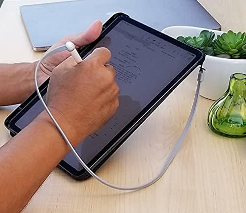 ZoopLoop Grey Silicone Scratchproof 20.75in Tether for Digital Electronic Styluses (Diameter Range: 0.27-0.37in) - Secure Stylus to Tablet Case - Tablet Pencil Holder Accessory