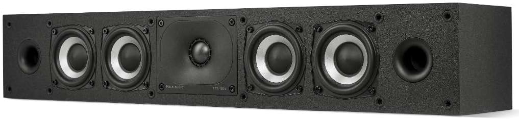Polk Monitor XT35 Slim Center Channel Speaker - Hi-Res Audio Certified, Dolby Atmos & DTS:X Compatible, 1" Terylene Tweeter & Four 3" Dynamically Balanced Woofer, Wall-Mountable, Midnight Black