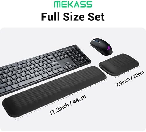 MEKASS Ergonomic Wrist Rest for Keyboard and Mouse, Soft Memory Foam Keyboard Wrist Rest Set with Non-Slip Silicone Base, Easy Typing, Pain Relief, Comfort for Office, Work, Gaming (Light Gray)