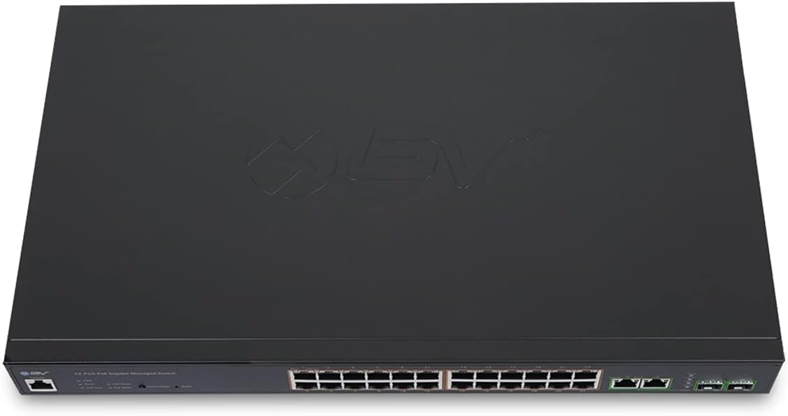 BV-Tech 24-Port Gigabit PoE+ Managed Switch with 2 Ethernet & 2 SFP Uplinks | High-Performance, NDAA Compliant | POE-SW2404G-MG-PLUS