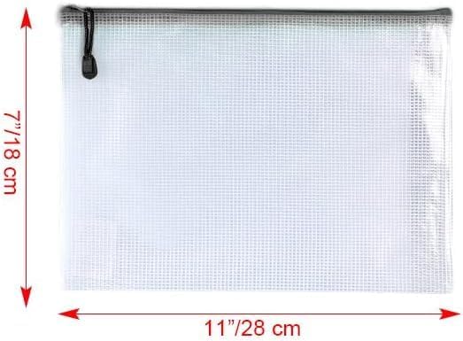 Oaimyy-16 PCS-Mesh Zipper Pouch, Plastic Zip File Folders Puzzle Bags Large Reusable Zipper Pouches for Organizing Classroom Board Game Organization,Home Storage-(Black, 7X 11 Inches)