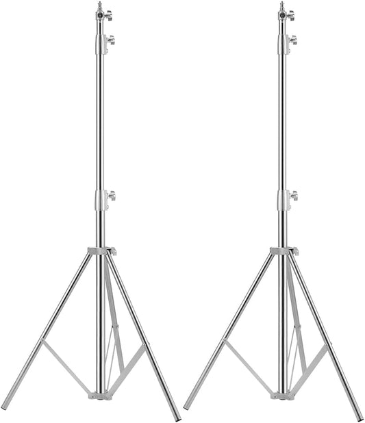 Heavy Duty Light Stand Tripod Stand for Photography, 9.19 Feet/2.8m Stainless Steel Light Tripods for Softbox, Speedlight, Strobe Light, Umbrella - Pack of 2