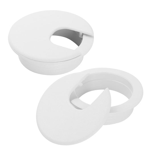 2" White Desk Grommet, JTemgle Plastic Cable Hole Cover Computer Table Cord Wire Organizer Caps Desktop Cord Management for Home Office TV Stands Tabletops, 2 Pieces