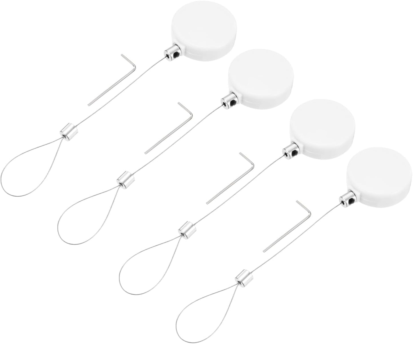 MECCANIXITY 1.8 ft Retractable Cable Lock with Latch Remote Control Security Lock with Adjustable Cord Tether Anti Theft for Laptop, TV, 200g, White, 4 Pack