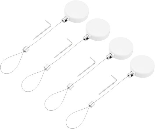 MECCANIXITY 1.8 ft Retractable Cable Lock with Latch Remote Control Security Lock with Adjustable Cord Tether Anti Theft for Laptop, TV, 200g, White, 4 Pack
