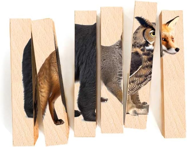 Wooden Animal Chunky Puzzles for Toddlers 2+ Years - Montessori 4 in 1 Woodland Creature Block Puzzle Toy