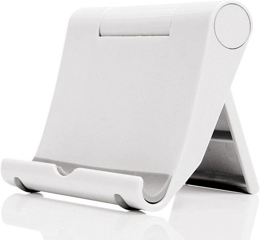 Cell Phone Stand for Desk Foldable Cell Phone Holder Desk Tablet Holder Mobile Phone Dock, Multi-Angle Universal Adjustable Tablet Dock Compatible with Most Cell Phones (White)