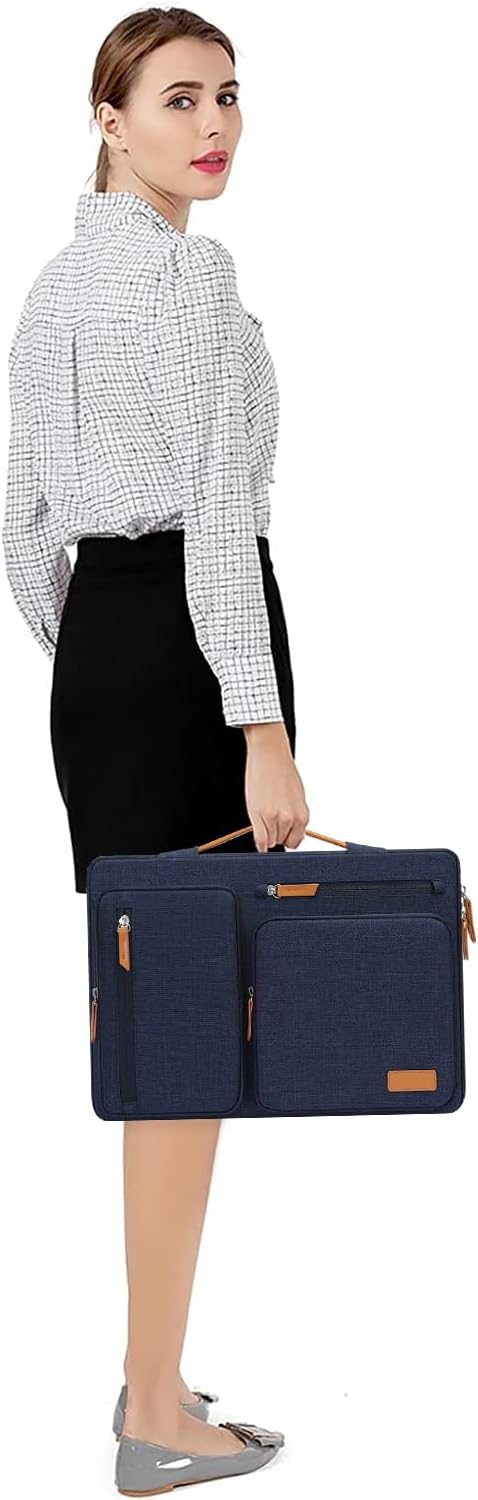 MOSISO 360 Protective Laptop Case 17.3 inch, 17-17.3 inch Laptop Sleeve Compatible with Dell, HP, Lenovo, Asus, Acer, Alienware, Side Open Carrying Case with 4 Zipper Pockets&Handle, Navy Blue