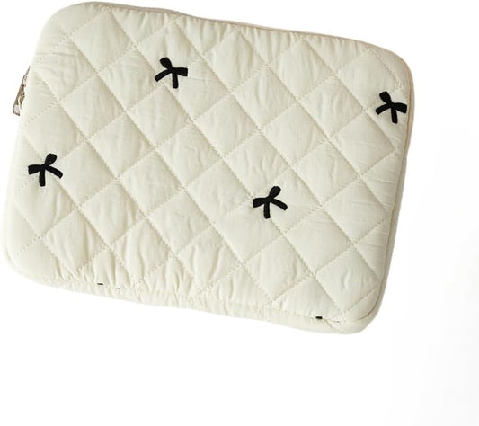 Cute Bow Graphic Carrying Laptop Bag Y2K Preppy Laptop Sleeve Case Bag Kawaii Pad Computer Protect Case Pouch (13-14 inch,White)