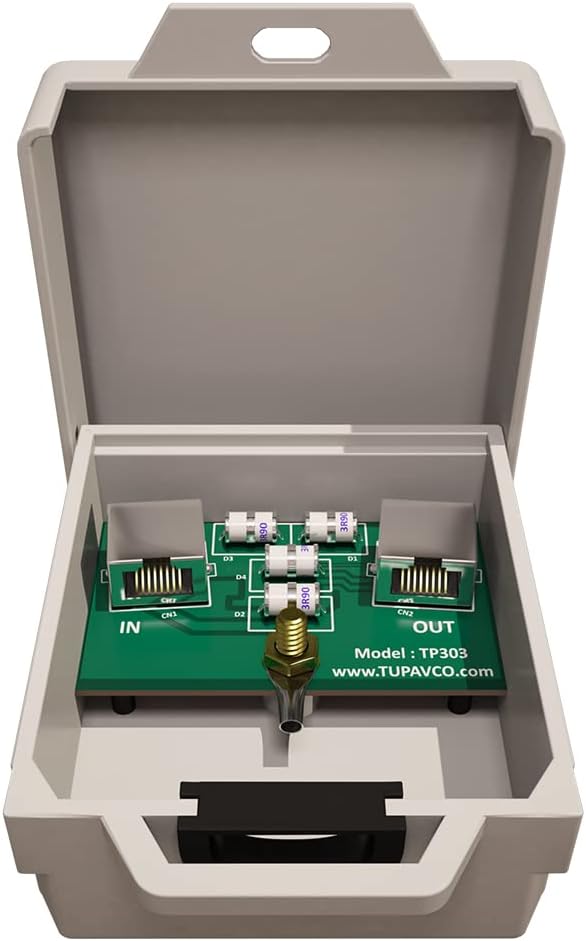 Outdoor Ethernet Surge Protector (10 Pack) PoE+ Gigabit - Gas Discharge Tube GDT -Wall Mount -RJ45 Lightning Suppressor -LAN Network CAT5/CAT6 Thunder Arrestor -GbE 1000 Mbps Protection- Tupavco TP303