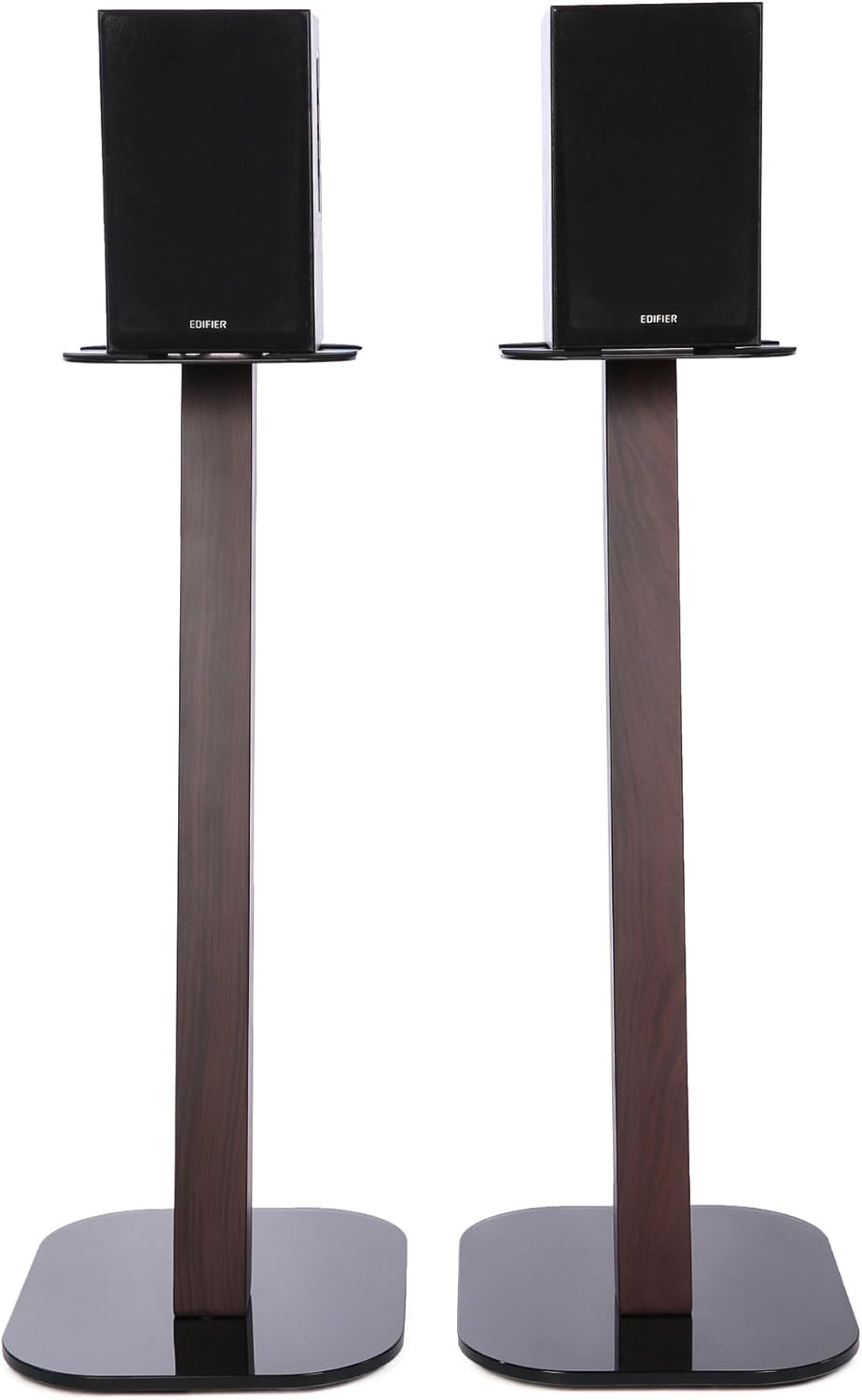 EXIMUS One Pair Fixed Height Universal Speaker Floor Stands - Espresso - 610 Series