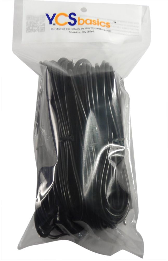 Five Pack of YCS Basics 12 Foot 3.5mm Headphone Extension Cables Male/Female