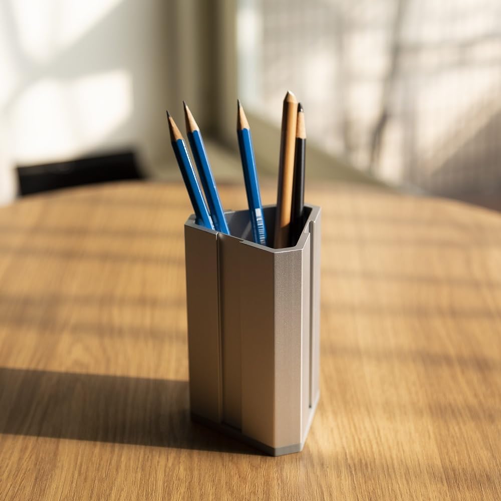 MOOY 1 peice Aluminum Alloy Pen Holder for Desk Office, Pen Organizer, Desk Tidy, FUSECUP, Tool-Free Assembly, Non-Slip Silicone Base, Customizable Pen Holder,1 Piece FUSECUP Holder with a Fuse-Rail