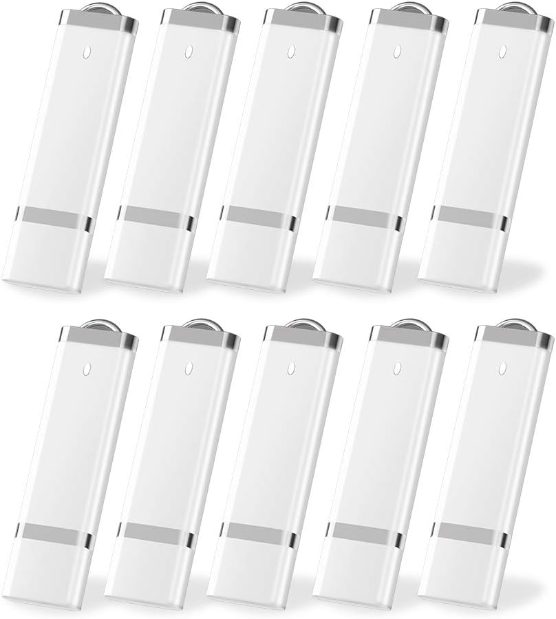 KEXIN 10 Pack 1GB Flash Drive USB 2.0 Flash Drive Pen Drive Memory Stick White