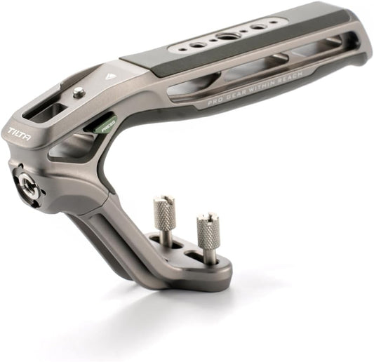 Tilta Xeno Top Handle for Filmmakers & Cameras-Titanium Gray | Aluminum Alloy and Silicone Build | 1/4″-20 Threads w/Locating Points | Safety Release Pin | Comfortable Handling (Dual 1/4"-20)