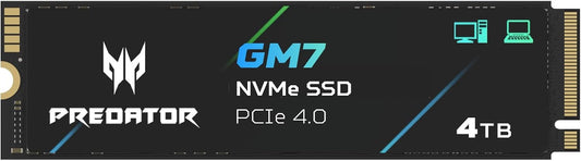 Predator GM7 4TB SSD: M.2 2280 PCIe Gen 4 x4 NVMe 2.0, Read Speed Up to 7400 MB/s, Internal PC Solid State Drive for Laptop, Desktop and PS5 - BL.9BWWR.120