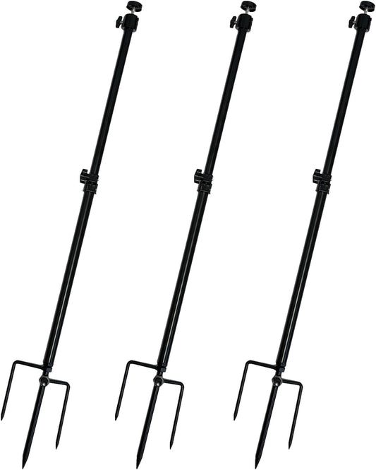 Trail Camera Mount,Height Adjustable (15.7"-28.3") & 360° Rotating Stake,Dual-Mode Base for Soft/Hard Ground Post,Game Cam Stand with 1/4"-20 Thread, Metal pole for Solar Panels,Hunting,Wildlife.3Pcs