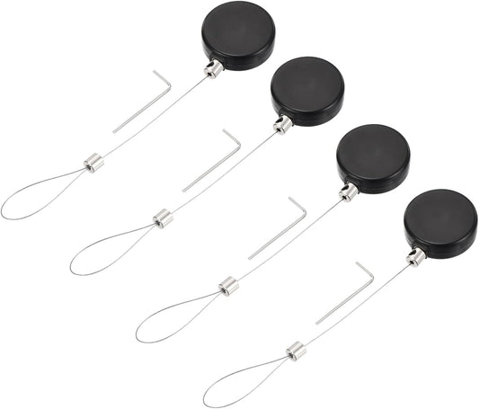 MECCANIXITY 1.8 ft Retractable Cable Lock with Latch Remote Control Security Lock with Adjustable Cord Tether Anti Theft for Laptop, TV, 200g, Black, 4 Pack