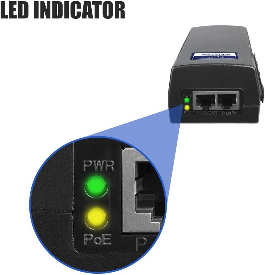BV-Tech Gigabit Power Over Ethernet PoE+ Injector | 30W | Plug & Play | up to 325 Feet