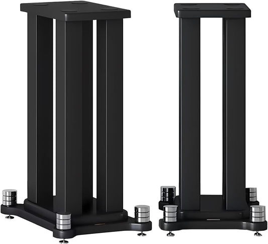 A Pair of Universal Speaker Stands, Heavy Duty Speaker Stands Holds Bookshelf Speaker Satellite Speaker Large Speaker, Vibration-Absorbing MDF Design, Holds 88lbs Speaker (Black, 80cm/31.4in)