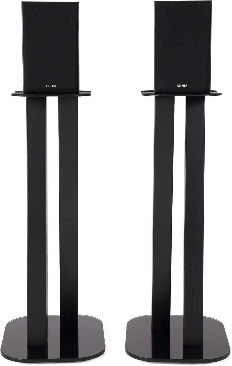 EXIMUS One Pair Fixed Height Universal Speaker Floor Stands - Black - 600 Series