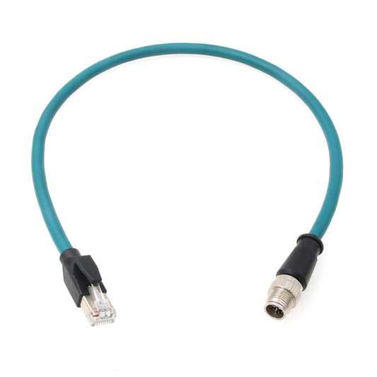 M12 Ethernet 8 Pin X Coded RJ45 CAT7e GigE Cable for Basler Cognex Vision Camera Sensor High Speed Network Switch Router PLC 30cm