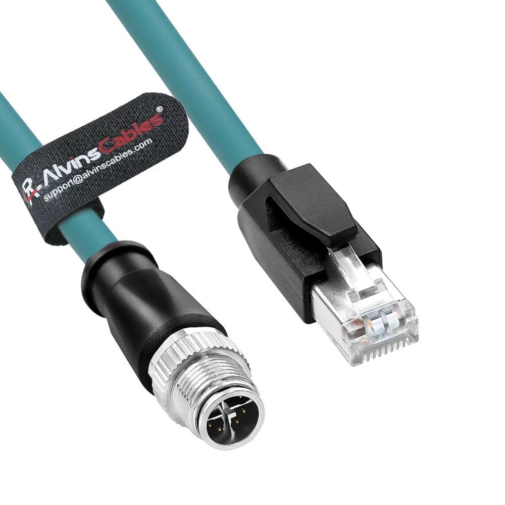 Alvin's Cables M12 X Code 8 Position to RJ45 Ethernet Cable for Cognex in Sight 8200 8400 Series Industrial Camera Shielded Cord IP67 Waterproof 6.5ft/2M