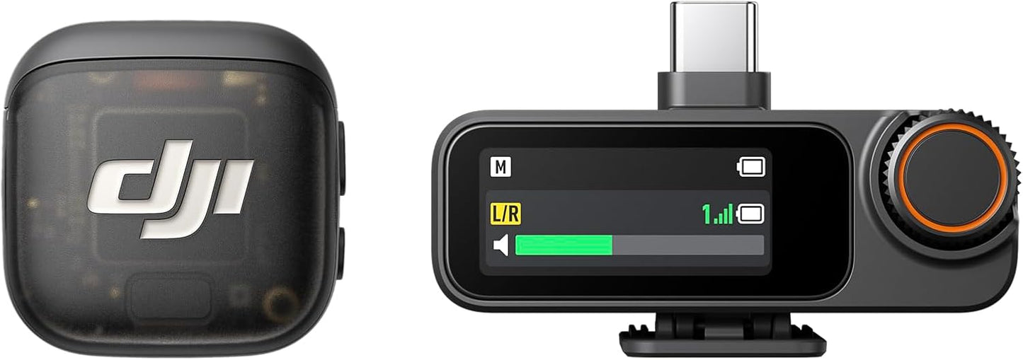 DJI Mic 3 (1 TX + 1 RX), Wireless Lavalier Mic for iPhone/Camera/Android, Ultralight, Extended Operating Time & Fast Charging, 1312ft (400m) Transmission, Noise Cancelling, Vlog, Streaming