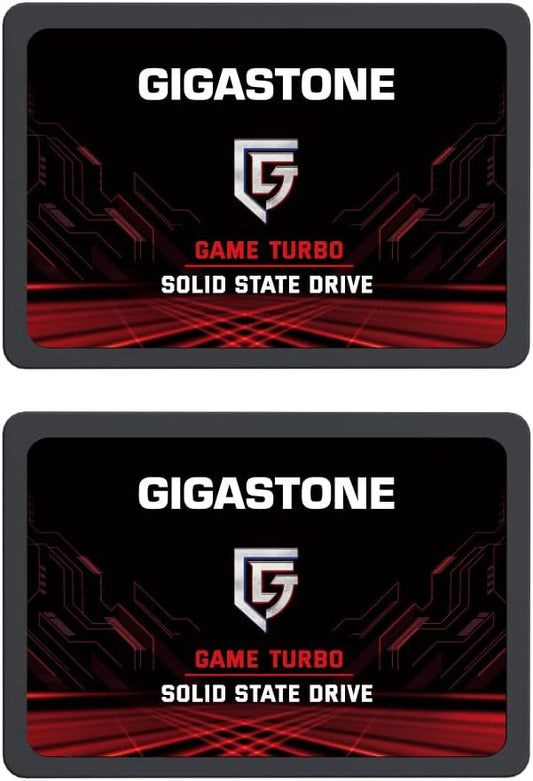 Gigastone SATA SSD 128GB (2-Pack) 2.5 inch SSD 520MB/s Upgrade Laptop PC Memory and Storage PS4 HDD Replacement 2.5" Internal Solid State Hard Drives SATA III SLC Cache 3D NAND Game Turbo Performance