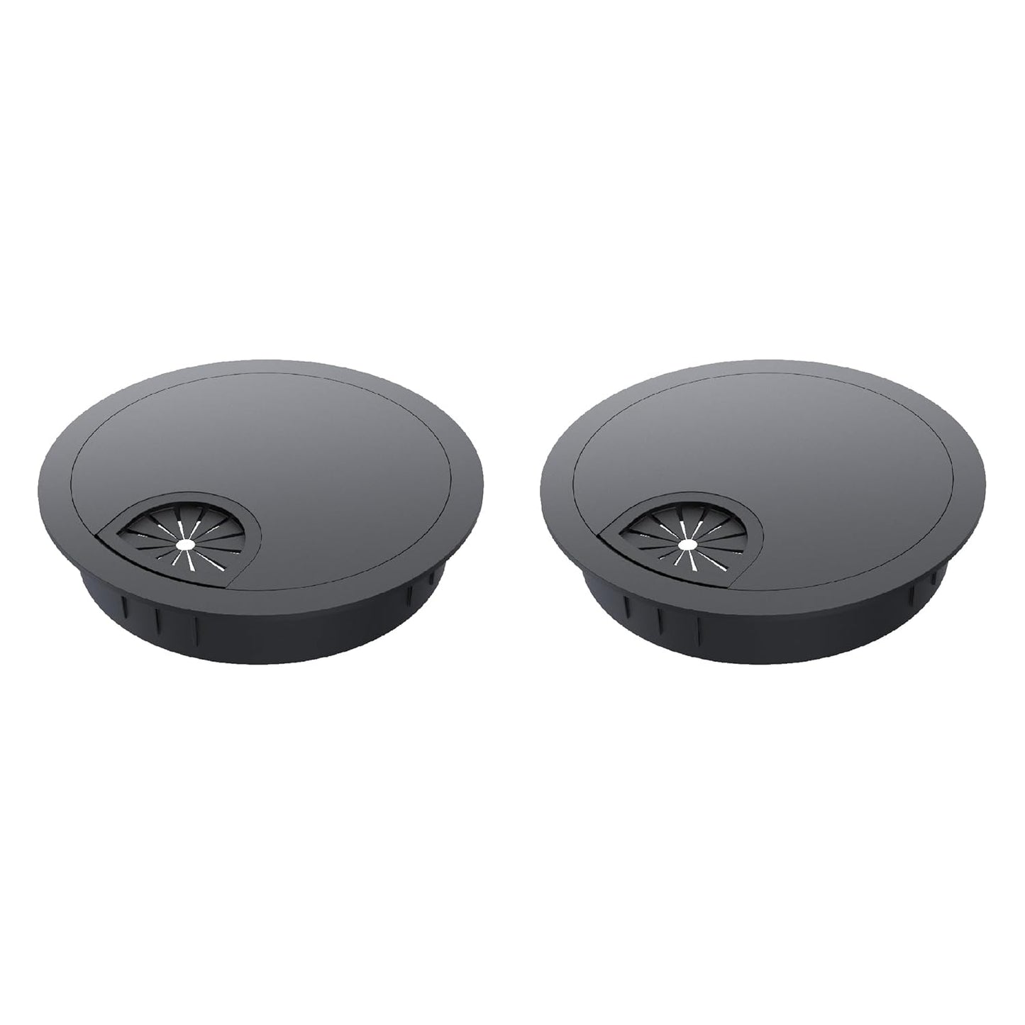 2 Pack Desk Grommet 2-3/8 Inch 60mm, Zinc Alloy Computer Desk Wire Hole Cover, Office Desktop Cord Cable Hole Metal Ring, Black