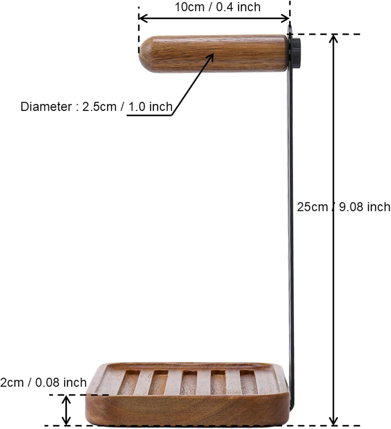 Headphone Holder For Desk,Desk Headphone Mount Rack,Headphone Stand With Storage Base,Accessories Managment,Solid Wood,Matte Black
