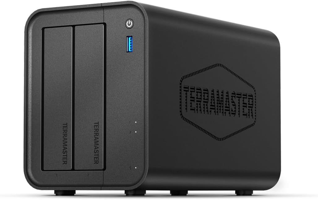 TERRAMASTER F2-425 2-Bay NAS Storage - Intel x86 Quad-Core CPU, 4GB RAM, 2.5GbE LAN, Network Attached Storage Multimedia Server for Home Users (Diskless)