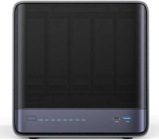 MINISFORUM N5 5-Bay Desktop NAS, AMD Ryzen 7 255(8C/16T), Barebone, 128GB SSD, 1x 10GbE, 1x 5GbE, 2X USB4(8K), 8K HDMI, OCuLink Port, 1xM.2 Slot, 2xU.2/M.2 Slots, Network Attached Storage (Diskless)