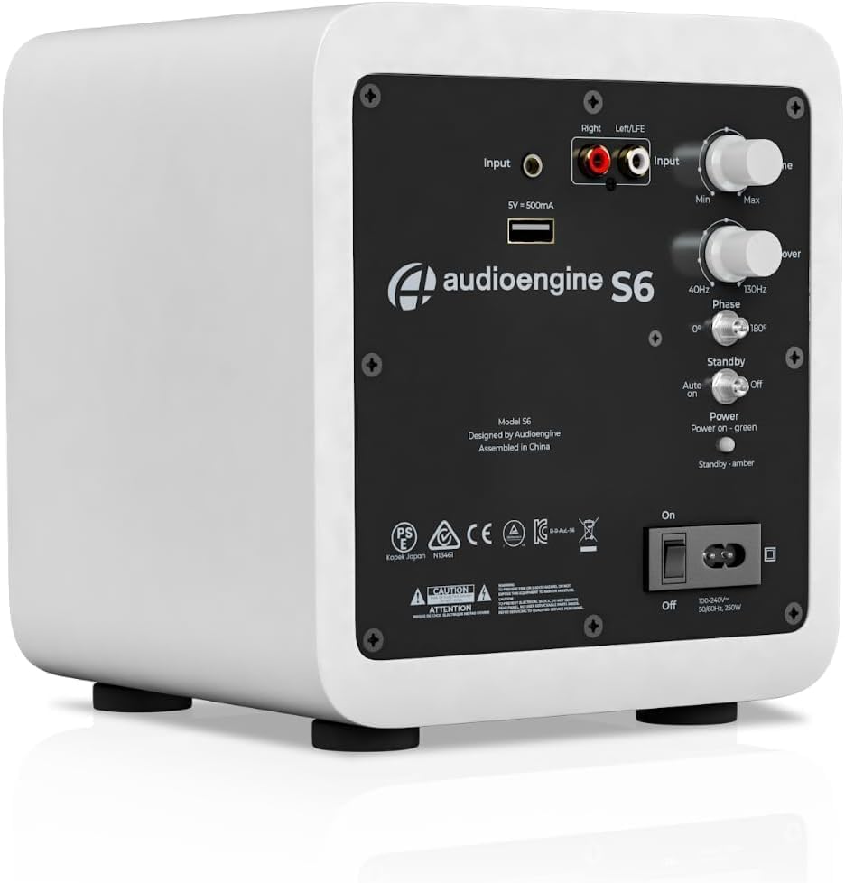 Audioengine S6 210W Compact Powered Mini Subwoofer- Powerful Bass in a Small Package - Great for Desktops, Apartments, Offices and Gaming Setups