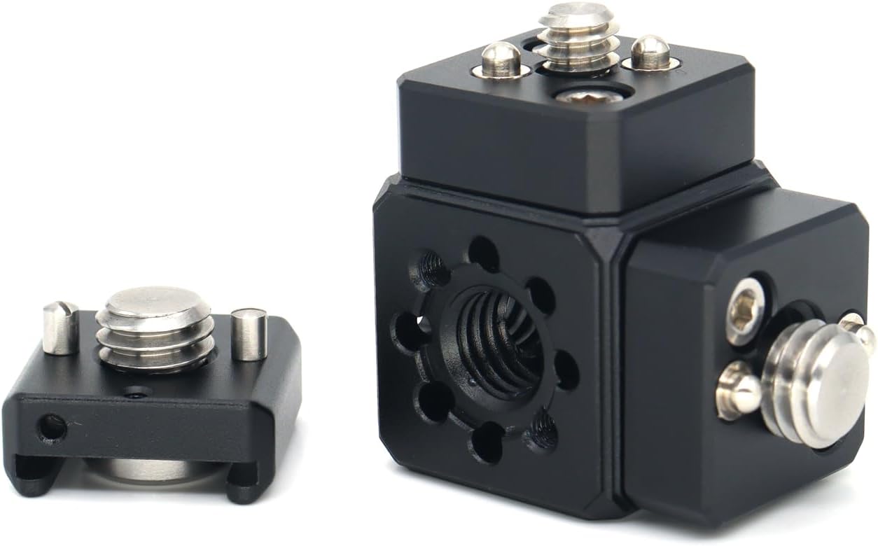 Camera Hot Shoe Extension Bracket Cold Shoe Mounts for Camera Cage Tripod Magic Arm Microphone LED Video Light, Shoe Mount Holder with 1/4'' 3/8'' Arri Thread and Arri-locating Hole
