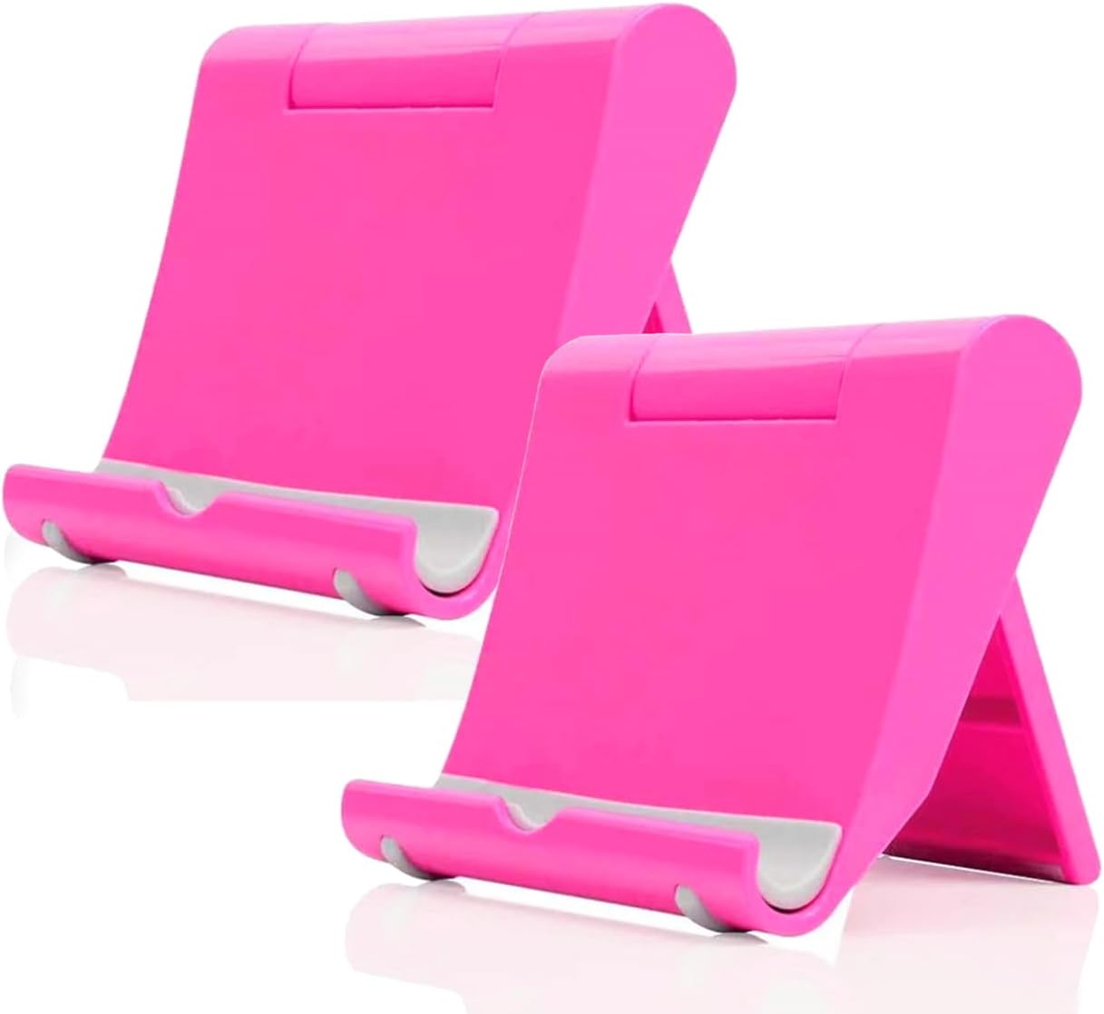 Cell Phone Stand for Desk 2 Pack Mobile Phone Holders Desktop Tablet Stand, Foldable Phone Dock Universal Adjustable Tablet Stand for Desk Compatible with Cell Phone Support (Pink 2 PCS)