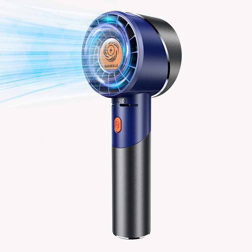 Handheld Fan,Portable Turbo Fan,Powerful Personal Fan(7000rpm High-Speed Motor,Battery Work 3-16 H),USB Rechargeable Mini Handheld Fan for Travel/Outdoor/Gift/Makeup (Navy Blue)