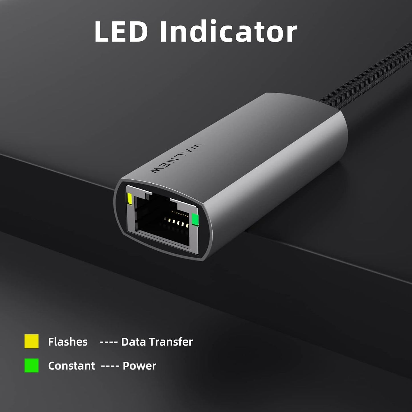 USB-C to Ethernet Adapter, WALNEW USBC to RJ45 LAN Adapter, Gigabit Cat Network Cable Converter to Type C Thunderbolt 3 for Mac,MacBook Pro/Air,Samsung Galaxy Tab (Ethernet Port, 2-Pack USB-C)