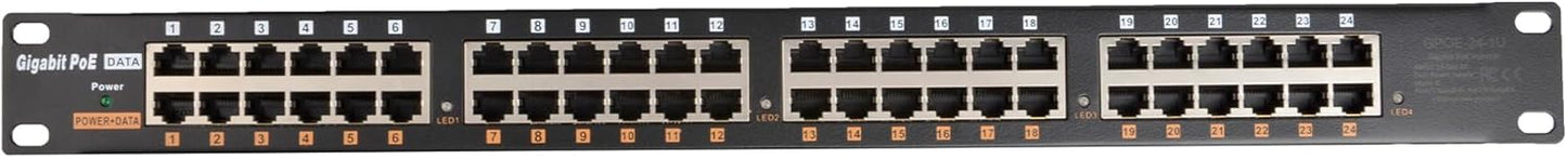 PoE Texas 24 Port PoE Injector - Multi-Port PoE Gigabit Rack Mount Midspan for IP Cameras, Phones, WiFi AP, Add Power Over Ethernet to Non-PoE Switch or Network Router, Includes 56v 240w Power Supply