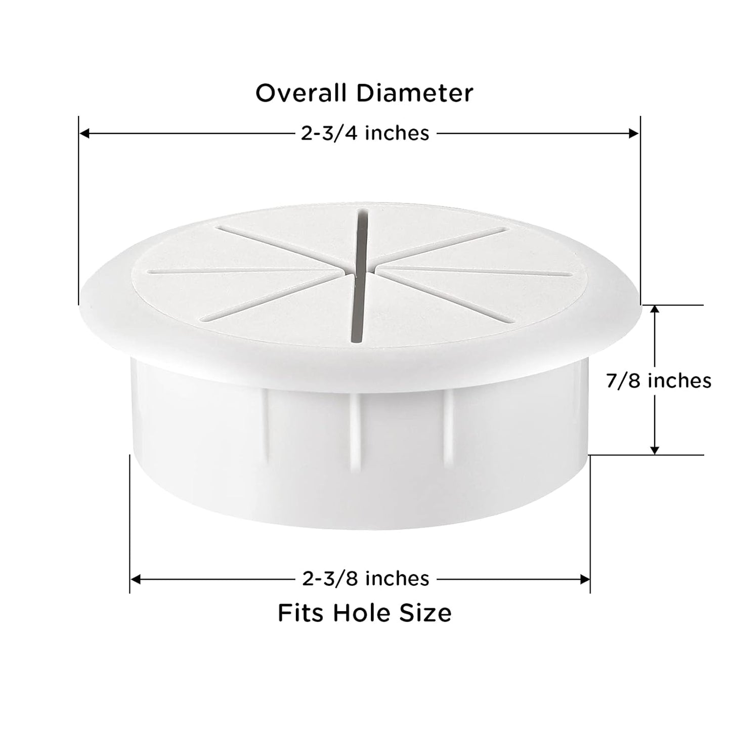 HYCC 2 Pack 2-3/8 Inch Flexible Desk Grommet,Organize Wires and Cables on Office Equipment, Computer Components, Entertainment Systems Effectively - Color: White