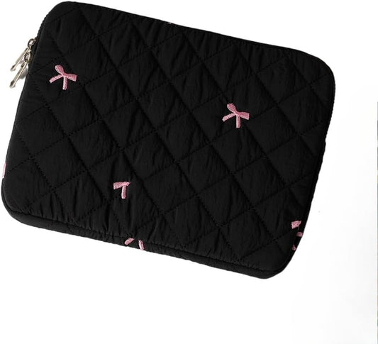Cute Bow Graphic Carrying Laptop Bag Y2K Preppy Laptop Sleeve Case Bag Kawaii Pad Computer Protect Case Pouch (11 inch,Black)