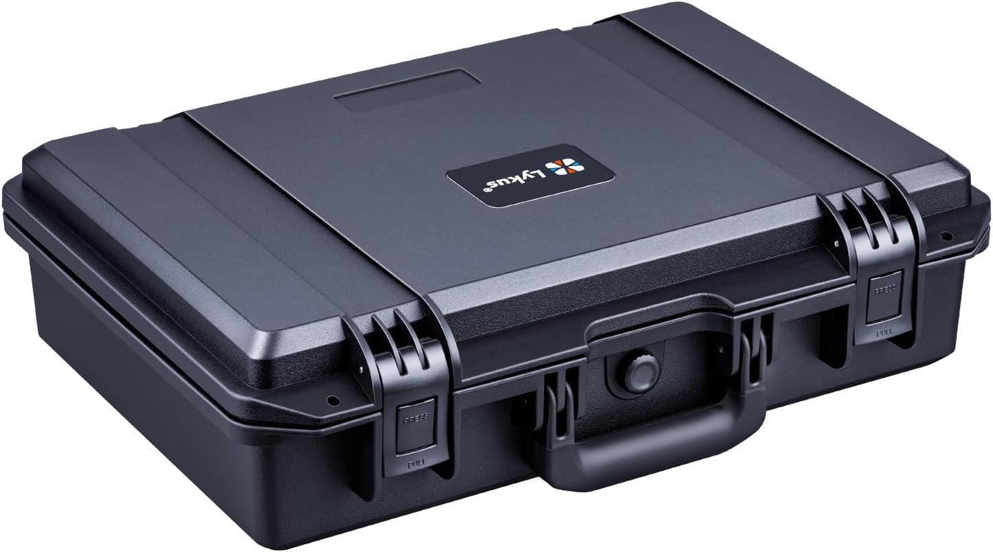 Lykus HC-4410 Waterproof Hard Case with Customizable Foam Insert, Interior Size 17.32x11.42x4.72 in, Suitable for up to 16" Laptop,Starlink Mini,Keyboard,Drill,Audio Mixer,Mic,Flashlight,and More