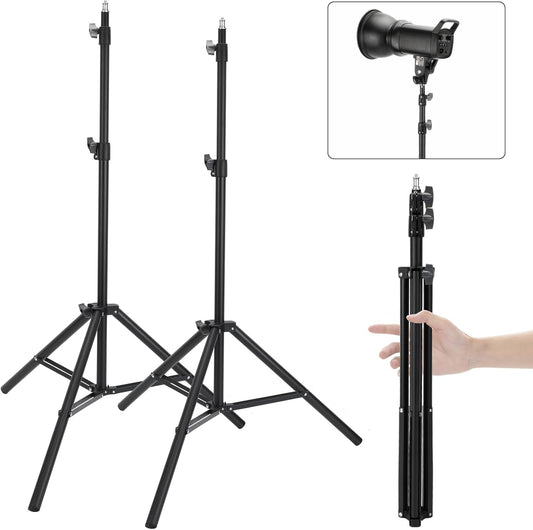 2 Pack adjustable 7ft Aluminum Photography Light Stand, Portable Light Tripod, for Lighting Stand Speedlight, Flash, Softbox,Strobe Light, Camera, Photographic Portrait