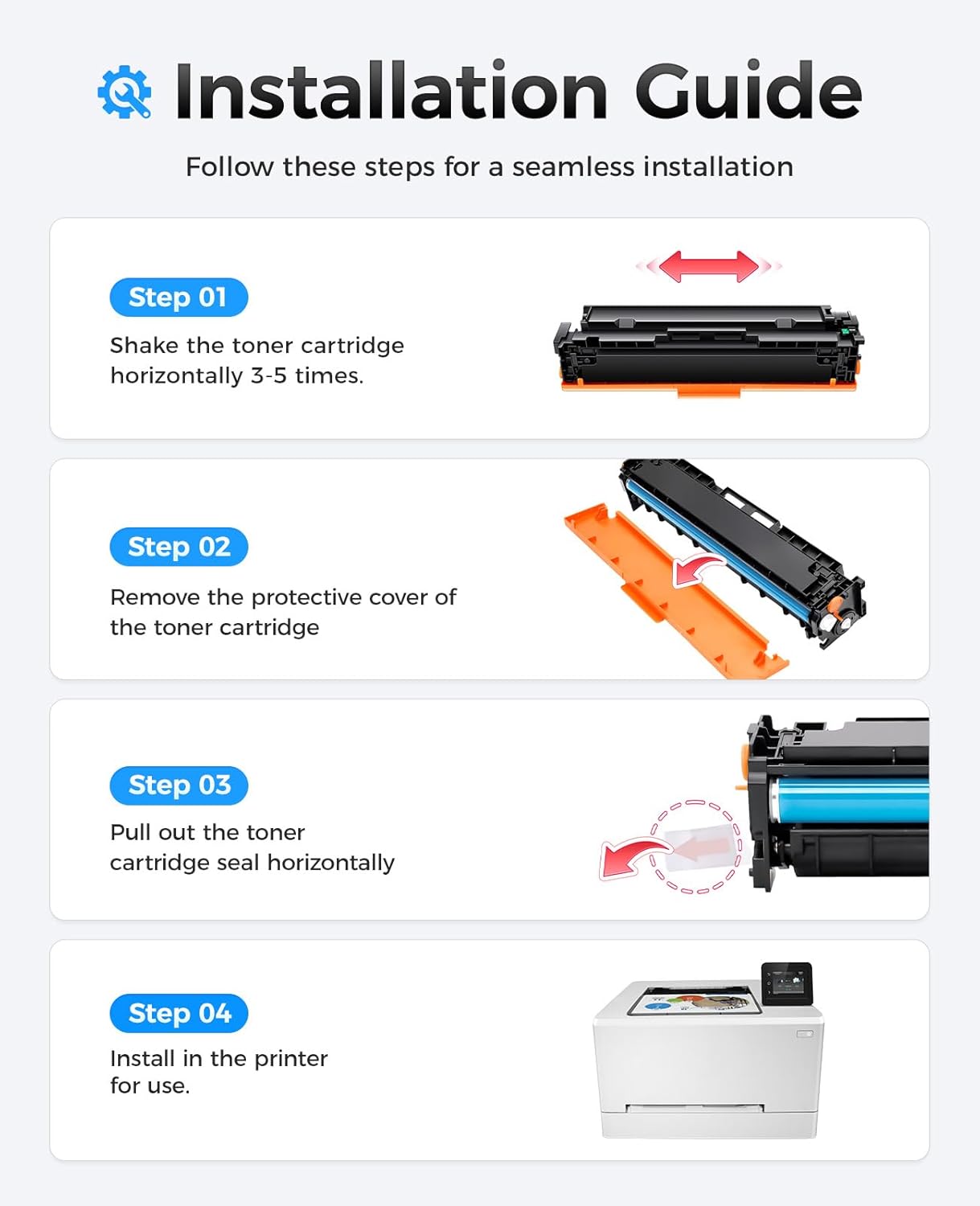 202A Toner Cartridge Set 4-Pack High Yield Replacement for HP 202A CF500A CF501A CF502A CF503A Compatible with HP Color LaserJet Pro MFP M281fdw M281cdw M281fdn M280nw M254dw M254dn M254nw Printer Ink