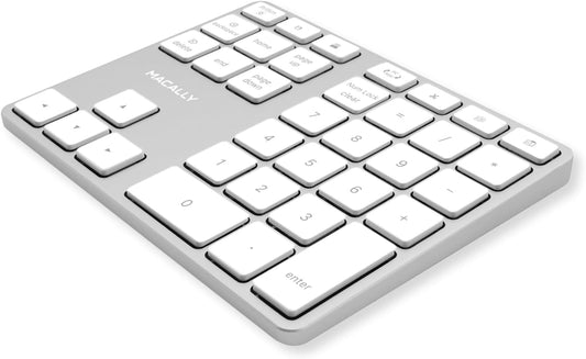 Macally Bluetooth Number Pad for Laptop - Rechargeable Wireless Numeric Keypad - Slim 35 Key Wireless Number Pad for Data Entry, 10 Key Numpad Compatible with Mac, MacBook, iPad, PC Desktop, Windows
