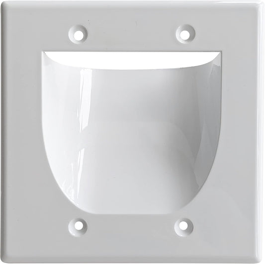 BestMounts - 144 Pack In Wall Cable Management TV Cord Hider for Wall Mounted TV - Recessed Wall Plates Cable Pass Through - Dual Gang Behind Wall Cable Management up to 8-10 Low Voltage Cords