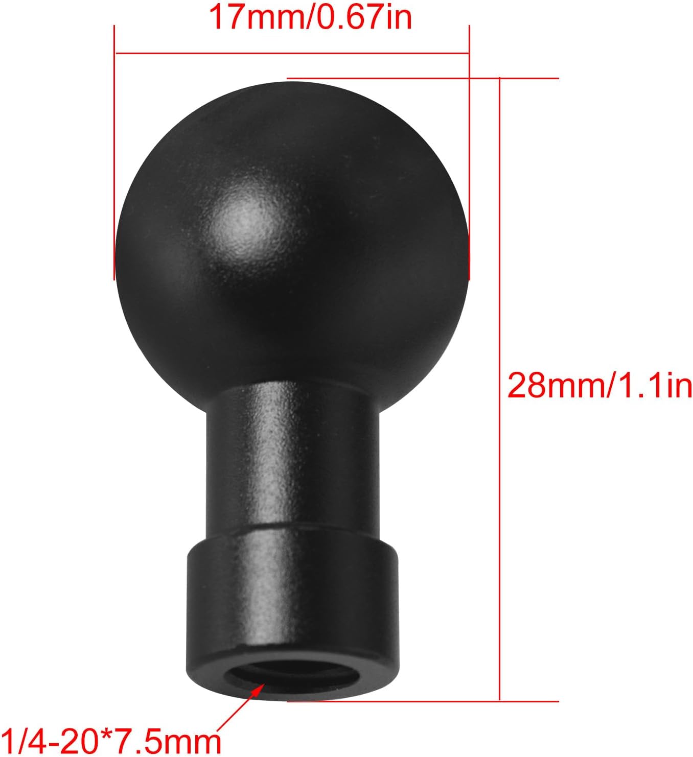 2PCS Ball Head to 1/4 Female Photo Bracket Conversion Accessories Aluminium Alloy 17mm Direct Broadcast Bracket Accessories Mobile Phone Mounting Bracket for Camera Mobile Phone GPS