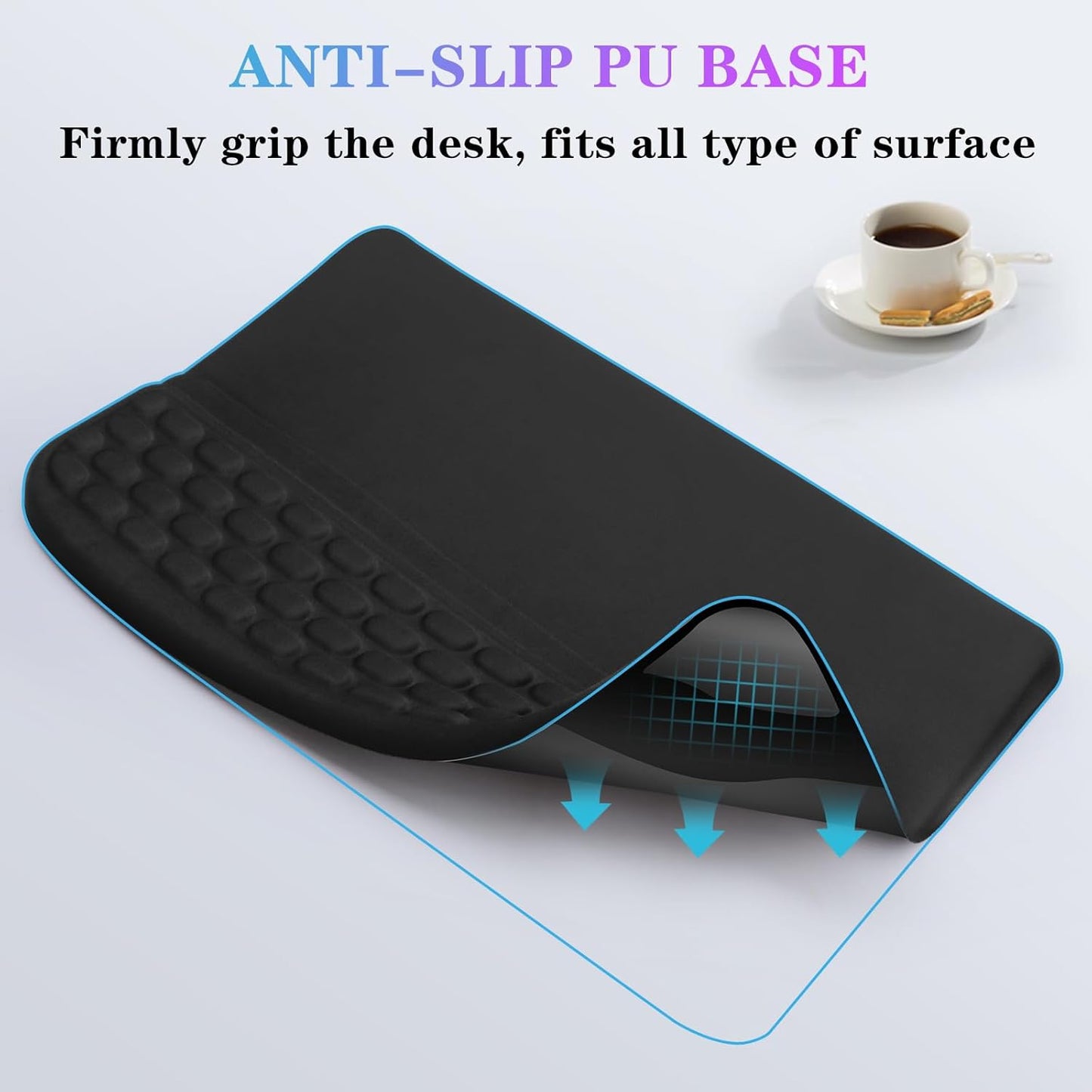 Computer Keyboard Stand Pad with Wrist Rest, Ergonomic Comfy Tilted Keyboard Holder, Keyboard Tray Support for Office Home (02-Black)