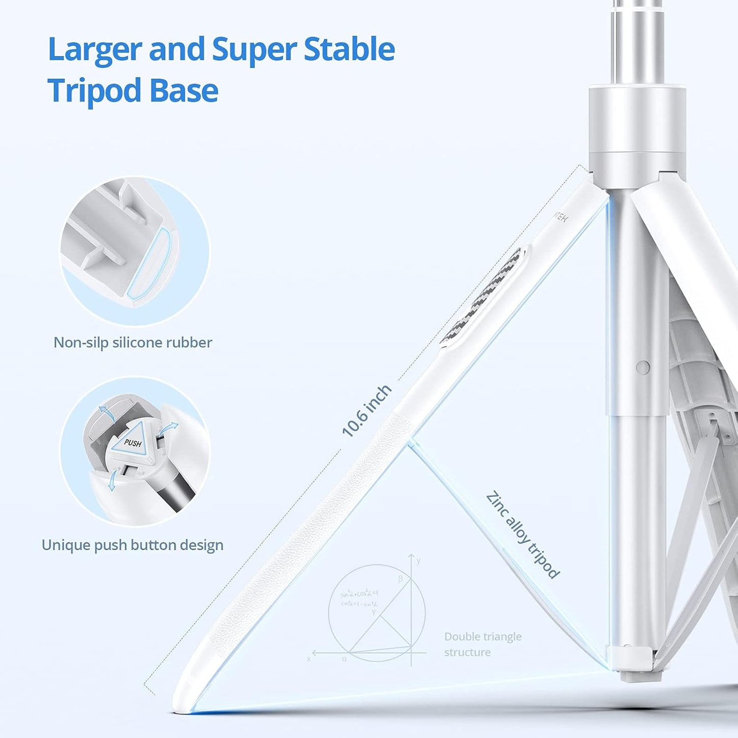 ATUMTEK 60" Selfie Stick Tripod, All in One Extendable Phone Tripod Stand with Bluetooth Remote 360° Rotation for iPhone and Android Phone Selfies, Video Recording, Vlogging, Live Streaming, White