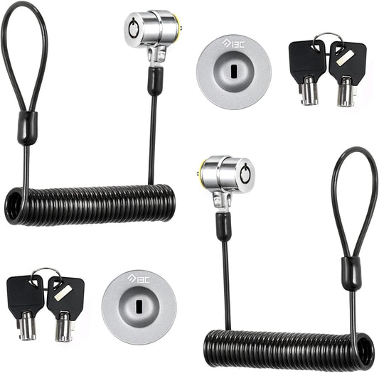 I3C Laptop Cable Lock Retractable Hardware Security Cable Lock with Anchor Plate Compatible with Laptop, Smart Phone, Tablet, and Other Electronic Products (Silver 2pack)